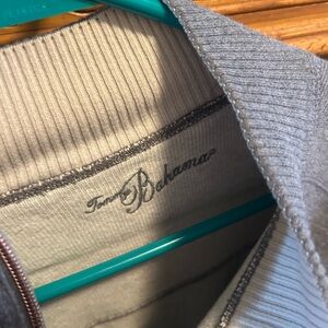 Tommy Bahama Light Gray Ribbed 1/4 zip